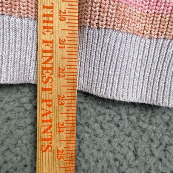 Gap Pastel Rainbow Stripe Chunky Knit V Neck Button Up Cardigan Sweater Small - Picture 7 of 8